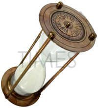 Antique Sand Timer - Solid Brass, 15x5cm , Antique Design, Fine Sand, Nautical Theme, Gift-ready Packaging, Lightweight For Easy Handling