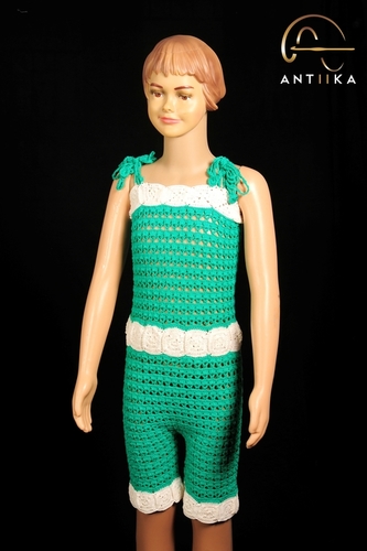 Crochet Kids Jumpsuit - Cotton, Customized Sizes, Pine Green Color | Anti-Wrinkle, Cool Dry, Washable, Modern Style