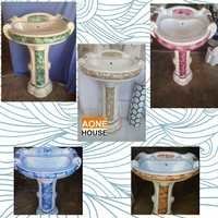 Multi Color Sticker Design Wash Basin Pedestal