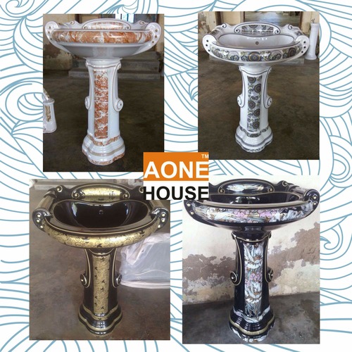 Multi Color Sticker Design Wash Basin Pedestal Installation Type: Wall Mounted