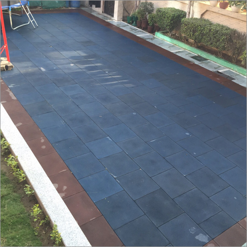 Rubber Tiles - 20 x 20 Inch, 10-30 Millimeter Thickness, Interlocking Design in Blues & Browns | Impact Resistant, Non-Slippery, Easy to Maintain