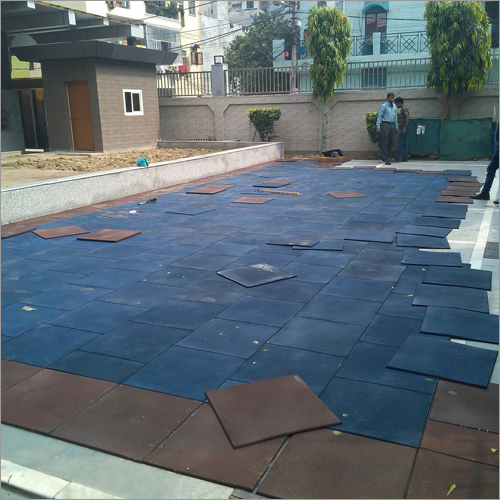 Rubber Tiles - 20x20 Inch, Blues & Browns/Tans | Interlocking & Square Edge Patterns, Weather Resistant, Easy Installation & Maintenance