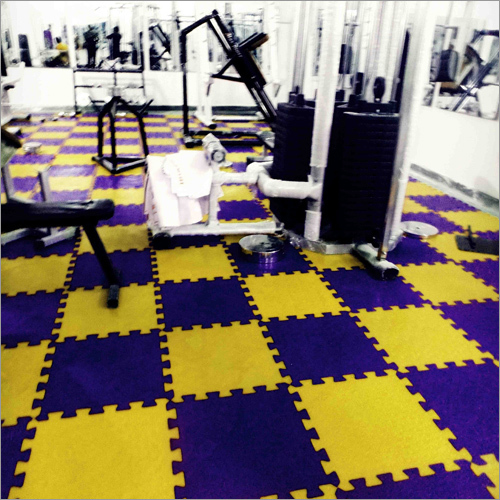 Rubberized PVC Floor Tiles - 20x20 Inch, Purple & Gold Interlocking Patterns | Durable, Stain Resistant, Easy to Maintain, Impact Proof