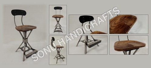 Iron wooden Bar Chair