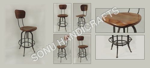 Iron wooden bar chair