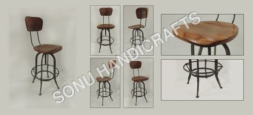 Iron wooden bar chair