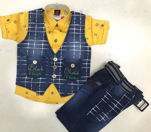 Yellow And Blue Casual Jacket Suit