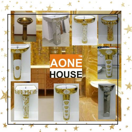Any Color Gold And Silver Plated Wash Basin Pedestal
