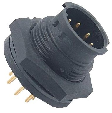 Circular Connector - Nylon (Polyamide), Glass Filled Body, 4 Way Plug, IP67 Rated , 5A Current Rating, 500 Mating Cycles, Weight 4.6 Grams