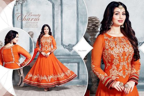 Orange Buy Designer Anarkali Suit Shopping Online