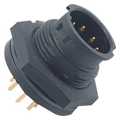 CIRCULAR CONNECTOR - Nylon Glass Filled Body, 4 Way Plug, 4 Pin Contacts, Solder Termination, IP67 Rated, 10A Current Rating, Weight: 5.7g