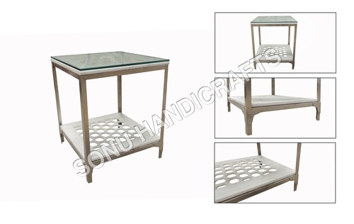 Iron Side Table With Glass Top