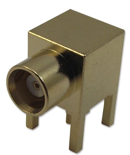 MCX Coaxial Jack - 50 Ohm Right Angle PCB Mount Gold Plated Beryllium Copper Contacts Max Frequency 6GHz Lightweight 3.9 Grams