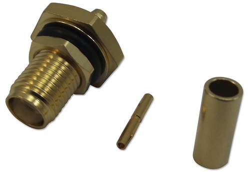 SMA Coaxial Panel Mount Jack - Beryllium Copper Body 50 Ohm Crimp Termination Max Frequency 3GHz | Lightweight 5.2 Grams