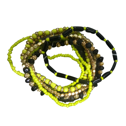 Light Green Glass Seed Beaded Bracelet Set
