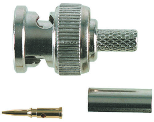 RF/COAXIAL BNC PLUG - Brass, Straight, 50 Ohm Crimp Connector | Compatible with RG58, Essex 621-715, Lightweight at 9.072g