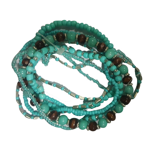 Green Glass Seed Beaded Handcrafted Bracelet set