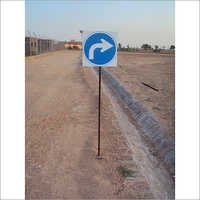 Direction Sign Board - Stainless Steel, 12x12 Inches, Blue Circular Design | Weather Resistant Finish, Post Mount For Roadside Guidance
