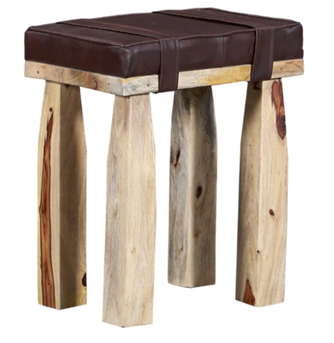 Leather Wooden Stool No Assembly Required