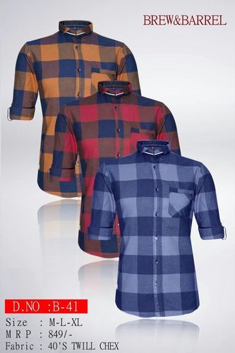 Shirt - 40's Twill Cotton, M-L-XL, Brown | Soft Fabric, Stylish Design, Comfortable Fit, Durable Material, Checkered, Half Sleeves, Casual