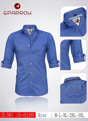 Shirt - Cotton, M-3XL, Blue | Button Closure, Soft Fabric, Stylish Design, Comfortable Fit, One Pocket
