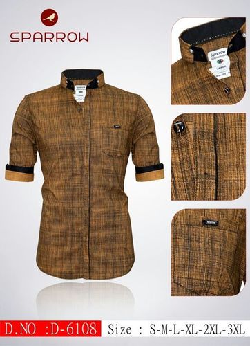 Shirt - Cotton, S-3XL, Brown, Mandarin Collar, Button Closure | Breathable Fabric, Stylish Design, Comfortable Fit, Durable Material, Easy to Wash, Modern Look