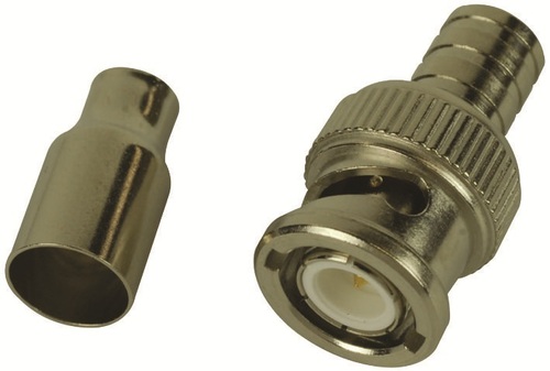 RF/COAXIAL BNC PLUG - Brass, 50 Ohm, Straight Connector, Crimp Termination, Compatible with RG58 & Essex 621-715 Cables | Weight: 10.206 Grams