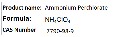 Ammonium Perchlorate - White Solid, NH4ClO4, CAS 7790-98-9 | Powerful Oxidizer, Water Soluble, High Purity