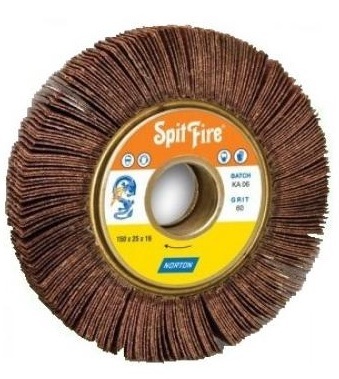 Spitfire Flap Wheel - Aluminium Oxide, 150mm x 40mm, 120 Grit | Cotton Backing, Wooden Bush Option