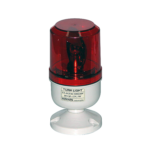 Turn Light - Polycarbonate Rectangular Cap, 84mm Red, 5W Incandescent Lamp, 24V DC, IP54 Protection, 130 RPM