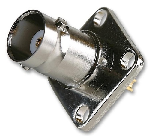 BNC Straight Jack - Brass 17.5mm x 17.5mm 50 Ohm Gold Plated Contacts Panel Mount Solder Termination Max 11GHz Frequency -65Â°C to 165Â°C Operating Temp