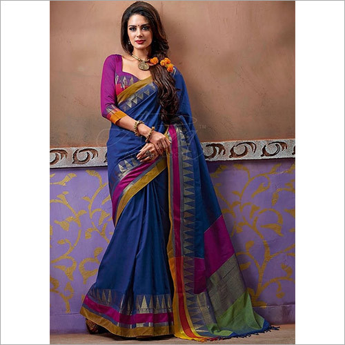 Printed Designer Multi Color Cotton Silk Saree