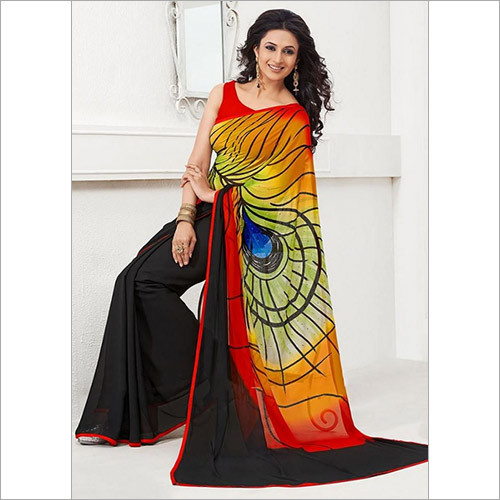 Georgette Multi Colour Fancy Printed Saree