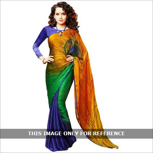 Multicolored Crepe Saree - Crepe Fabric, Printed Pattern | Skin-Friendly, Age-Defying Comfort, All-Season Versatility