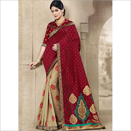 Art Silk Maroon Banarasi Sarees