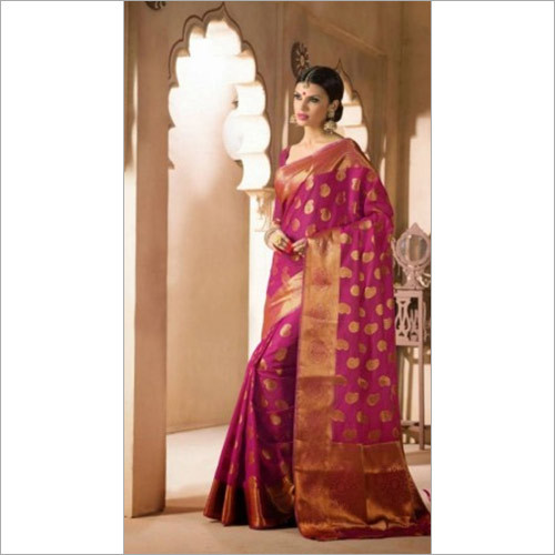 Art Silk Pink Zari With Blouse Banarasi Sarees