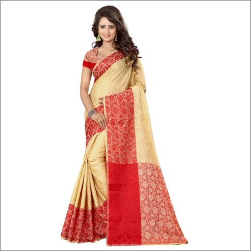 Art Silk Traditional Beige Banarasi Saree
