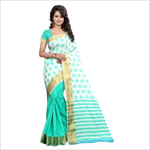 Banarasi Silk Saree - Art Silk, Green & Off White with Embroidered Resam Work | Perfect for Rainy, Spring, and Winter Seasons