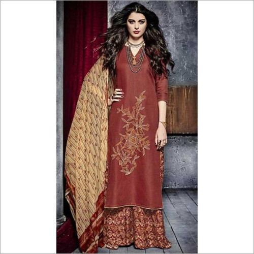 Blest Rust Cotton Palazzo Churidar Suit Decoration Material: Cloths
