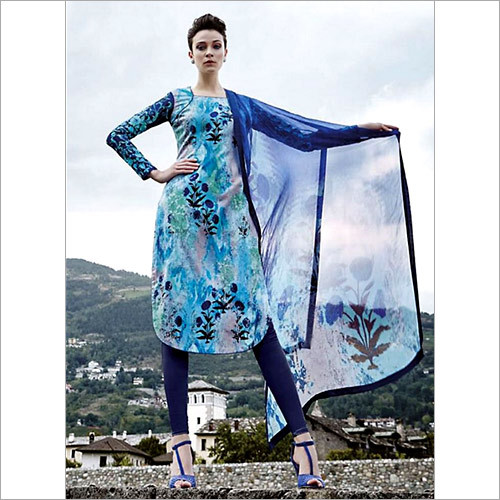 Exotic Turquoise Cotton Satin Churidar Suit Decoration Material: Cloths