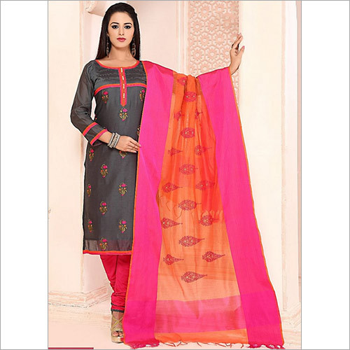 Famed Black Cotton Churidar Suit Decoration Material: Cloths