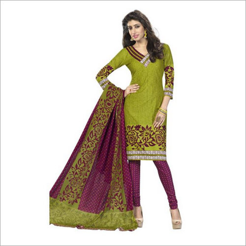 Green Color Synthetic Chudidar And Patiyala Dress Materials - Synthetic Fabric, Full Sleeves, Vibrant Green | Anti UV, Anti Wrinkle, Quick Dry, Washable, Non Toxic