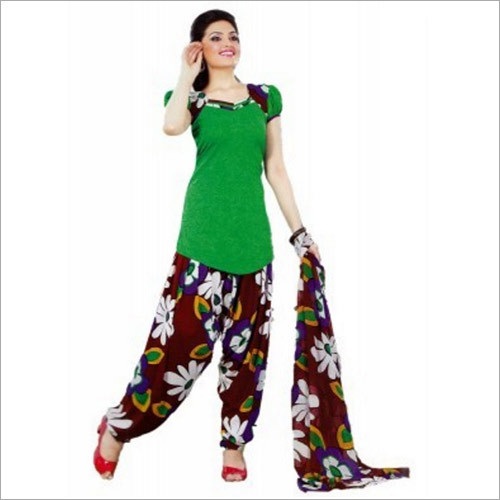 Green Synthetic Chudidar Patiyala Dress Materials