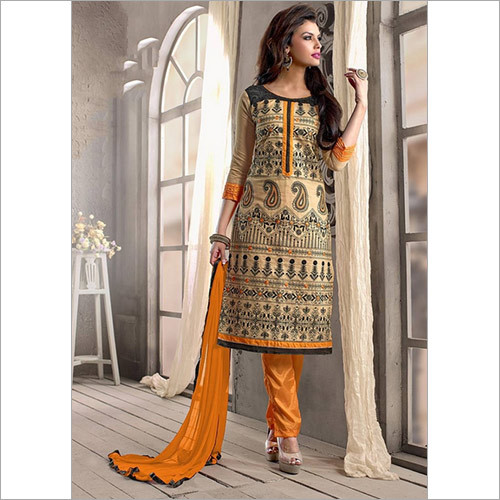 Beige Charismatic Chanderi Cotton Pant Suit