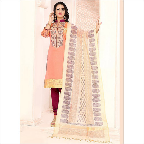 Felicific Rust Cotton Churidar Suit Decoration Material: Cloths