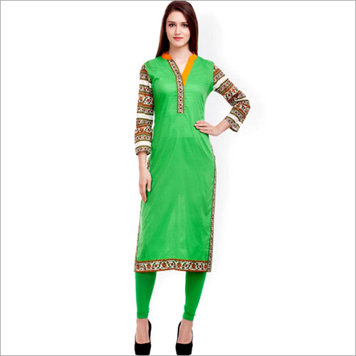 Cotton Green Solid Kurta