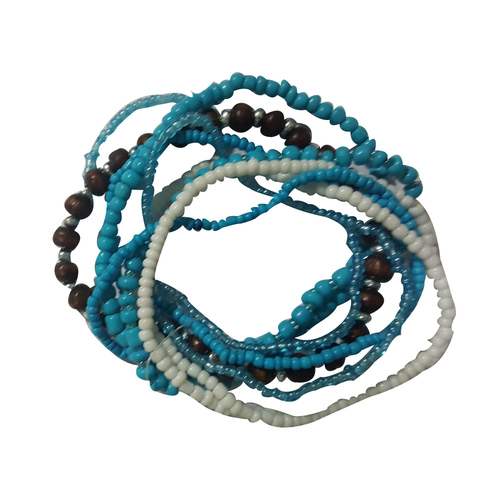 Blue Glass Seeds Beads Bracelet Set