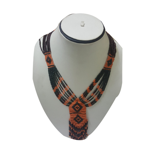 Orange Glass Seed Beads Handmade Necklace