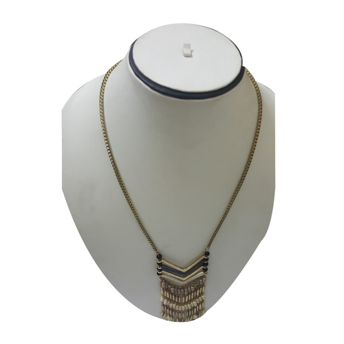 Gold Metal Chain With Glass Beaded Necklace