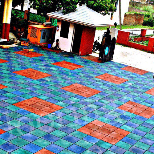 Rubber Tiles - 20 x 20 Inch, Blue and Orange Interlocking Design | Non-Slippery, Heat Resistant, Water Absorbent, Ideal for Exterior Use